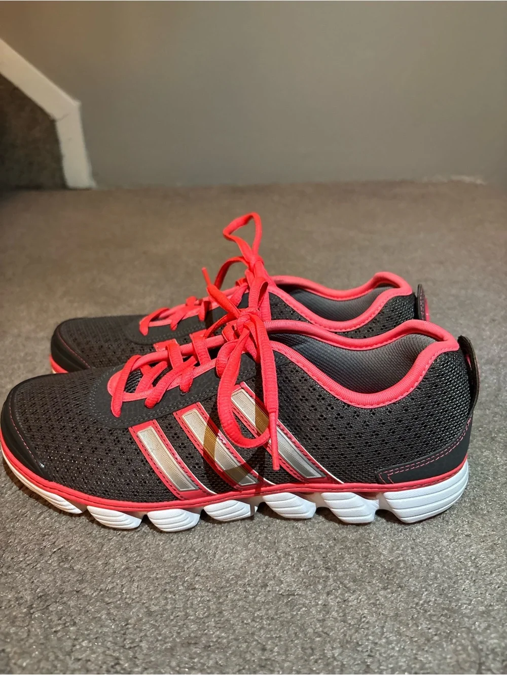 adidas Gray and Pink Athletic Sneakers - Lace-Up Trainers
